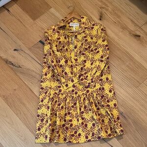 SALONI Mustard and Burgundy Floral Dress